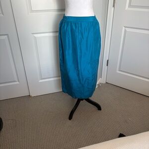 Elegant Blue Midi Skirt for Women 100% Pure Silk! New w/ Tags